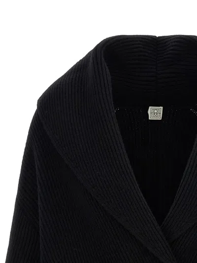 Totême Toteme Wool Knit Scarf-lapel Cardigan With Double-breasted Design In Black