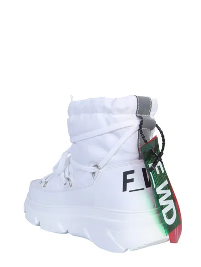 Forward Lace-up Platform Boots In White