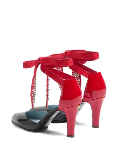 Valentino Lace-up Patent Bicolor Pumps 8.5cm Heel In Black