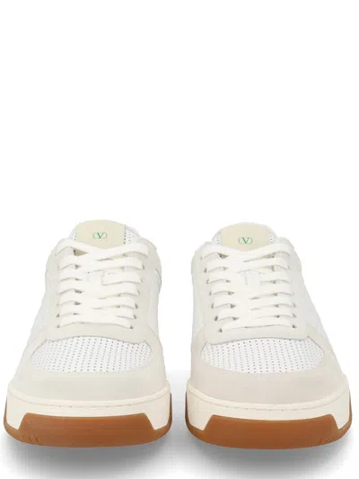 Valentino Garavani Signature Detail Ankle Padding Sneakers With Interchangeable Laces In White
