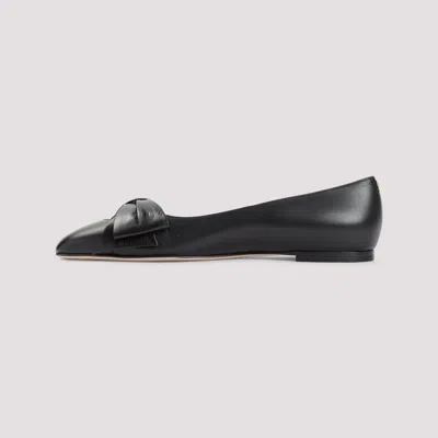 Valentino Garavani Bow Detail Leather Flats With Round Toe In Black