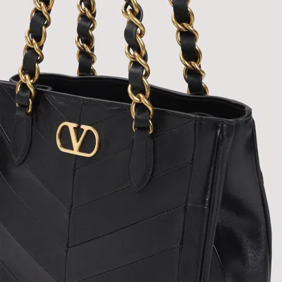 Valentino Garavani  Garavani Laseine Shopping Bag In Nappa Leather With A Chevron Pattern W In Black