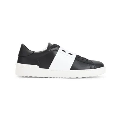 Valentino Garavani Open Sneakers In Leather With Contrast Colored Stripe And Stud Detail In White