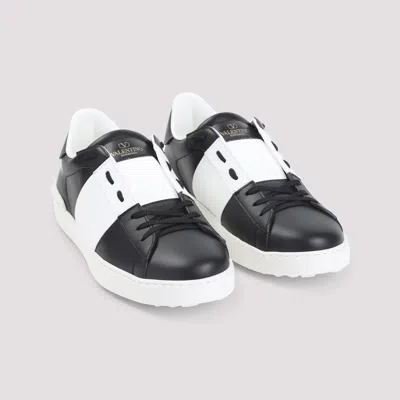Valentino Garavani Open Sneakers In Leather With Contrast Colored Stripe And Stud Detail In White
