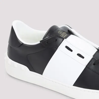 Valentino Garavani Open Sneakers In Leather With Contrast Colored Stripe And Stud Detail In White