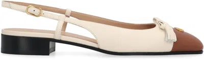 Valentino Slingback Ballet Flats With Adjustable Strap In Neutral