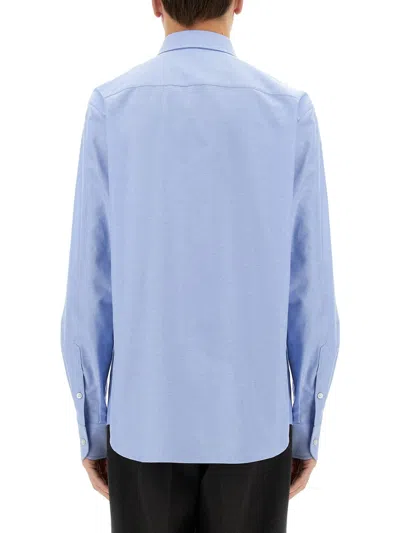 Valentino Vlogo Embroidered Long-sleeved Shirt In Light Blue