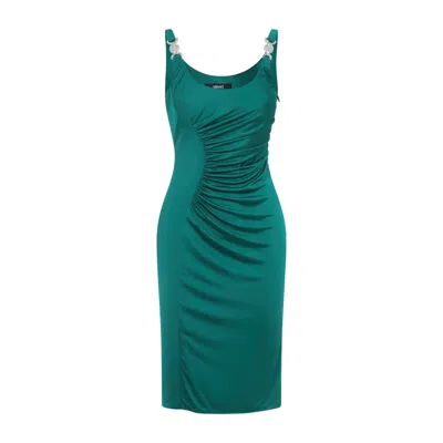 Versace Cocktail Dress Responsible Vicose Liquid Jersey In Green