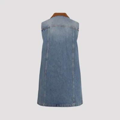 Versace Women Blue Sleeveless Buttoned Mini Dress, M Luxury Dresses For Women Darveys