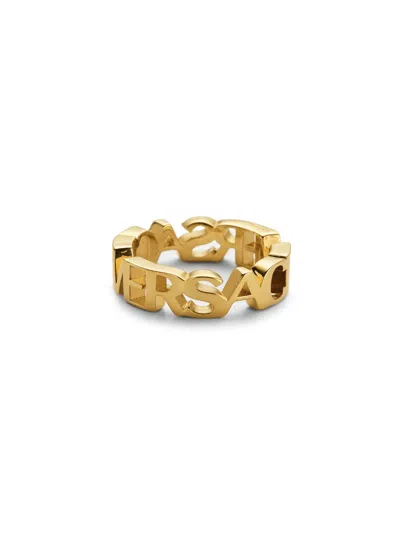 Versace Metal Logo Ring For Men In Gray