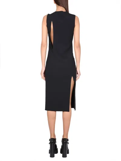 Versace Sleeveless Midi Dress With Cutouts In Black