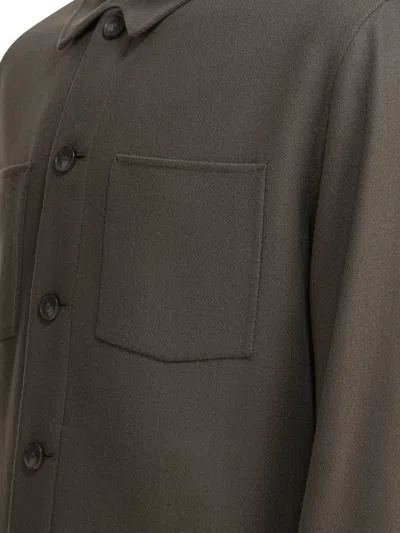 Vince Wool-blend Patch Pocket Overshirt In Gray