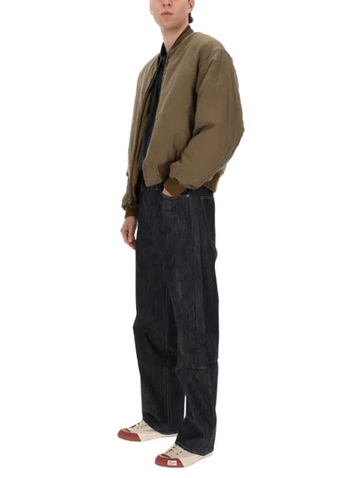 Visvim Brown Solid Mock Collar Jacket In Green