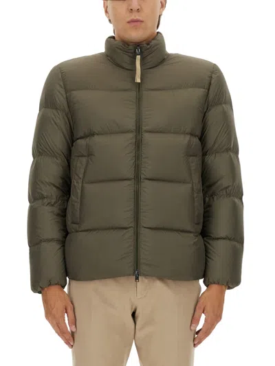 Woolrich High Collar Long Sleeve Puffer Jacket In Green