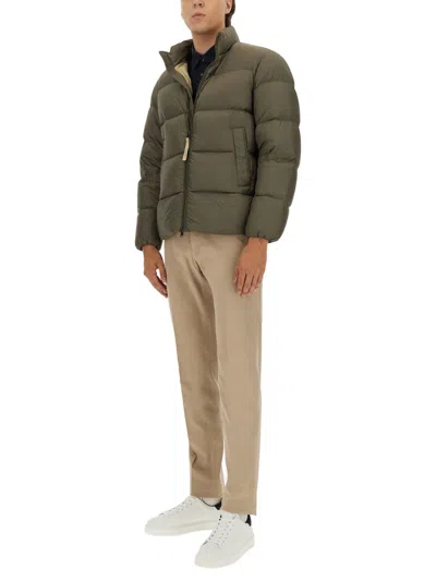 Woolrich High Collar Long Sleeve Puffer Jacket In Green