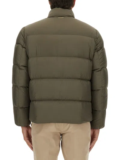 Woolrich High Collar Long Sleeve Puffer Jacket In Green