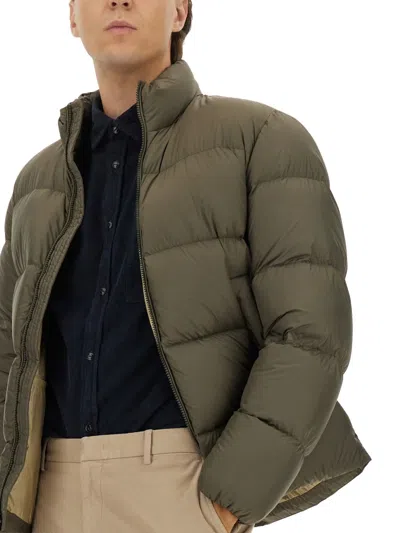 Woolrich High Collar Long Sleeve Puffer Jacket In Green