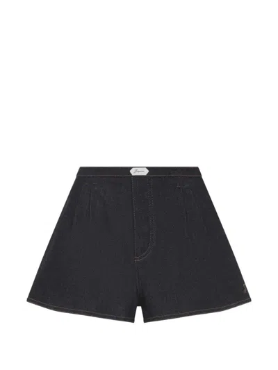 Jacquemus Amelo De-nîmes Blue Cotton Cashmere Shorts In Black