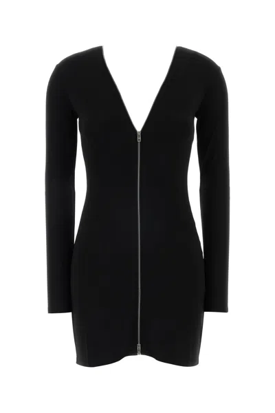 Alexander Wang Black Continuous Zipper V-neck Mini Dress