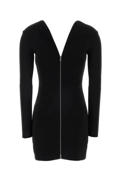 Alexander Wang Black Continuous Zipper V-neck Mini Dress