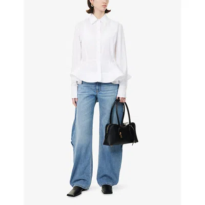 Stella Mccartney Womens Pure White Peplum-waist Tailored Cotton Shirt In White