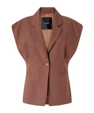 Pinko Single-breasted Sleeveless Blazer In Burgundy