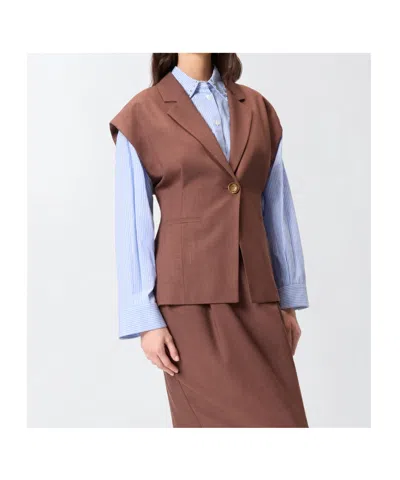 Pinko Single-breasted Sleeveless Blazer In Burgundy