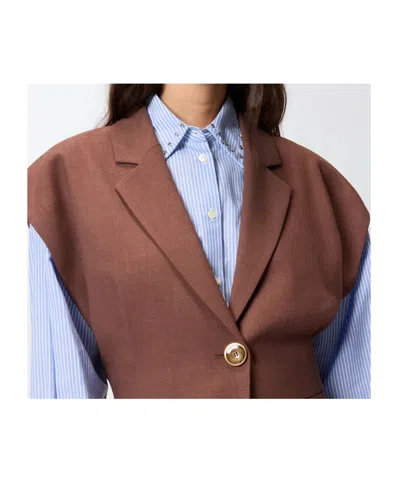 Pinko Single-breasted Sleeveless Blazer In Burgundy