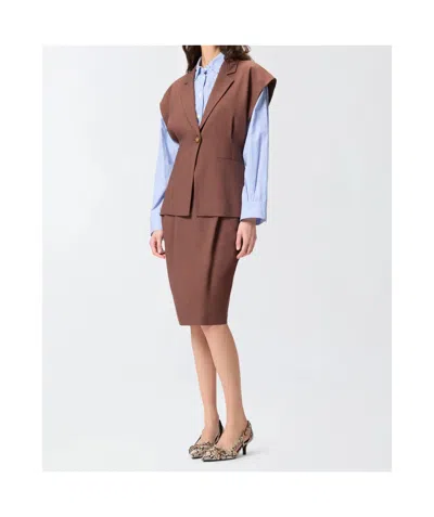 Pinko Single-breasted Sleeveless Blazer In Burgundy