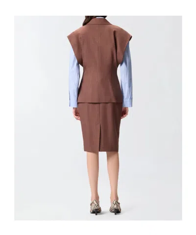 Pinko Single-breasted Sleeveless Blazer In Burgundy