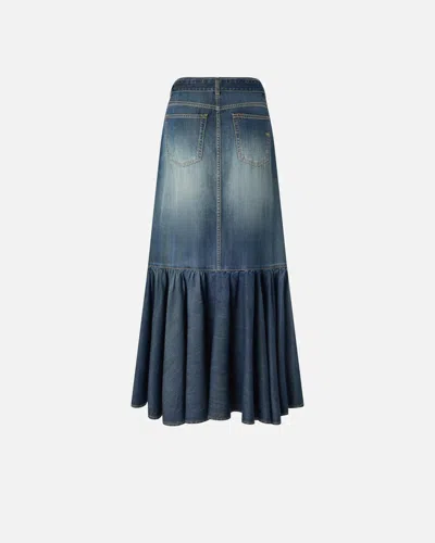 Pinko Belted Waist Mini Skirt Contrast Stitching In Blue