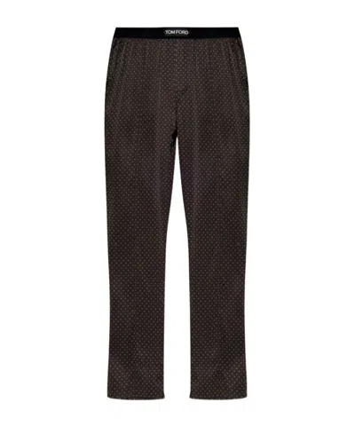 Tom Ford Polka-dot Pattern Pyjama Pants In Brown