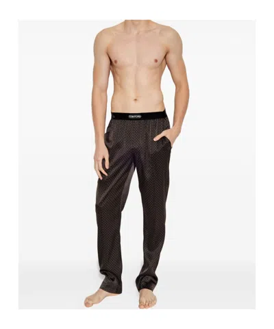 Tom Ford Polka-dot Pattern Pyjama Pants In Brown