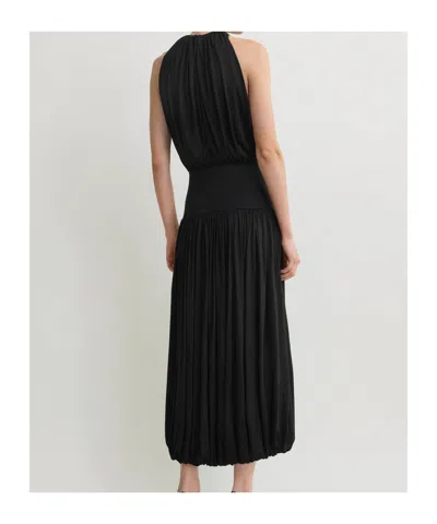 Totême Black Fluid Viscose Gathered Midi Dress In Burgundy