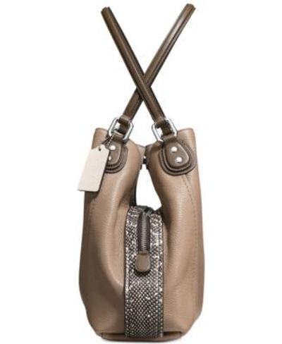 Shop Coach Colorblock Edie Shoulder Bag 31 In Mixed Materials In Silver/stone Multi