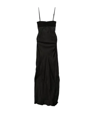 Rick Owens Panelled Satin Midi Slip Dress In Black