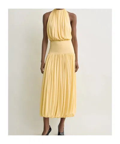 Totême Soft Gathered Halter Midi Bubble Dress In Neutral