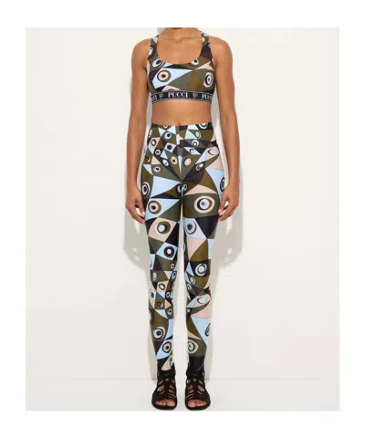 Pucci Logo-band Printed Performance Bra In Multi