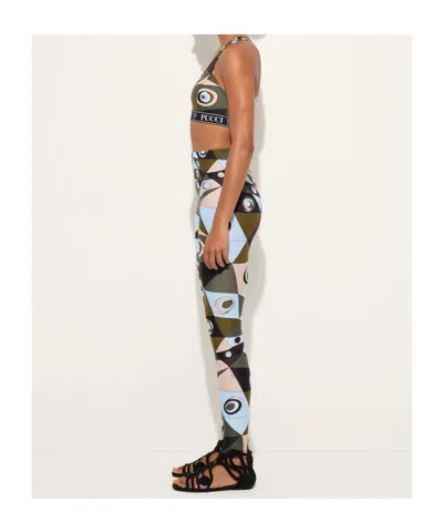 Pucci Logo-band Printed Performance Bra In Multi