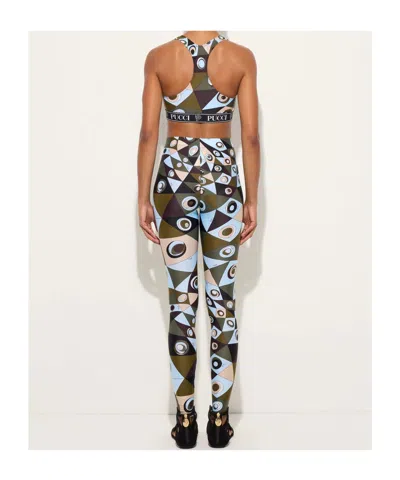 Pucci Logo-band Printed Performance Bra In Multi