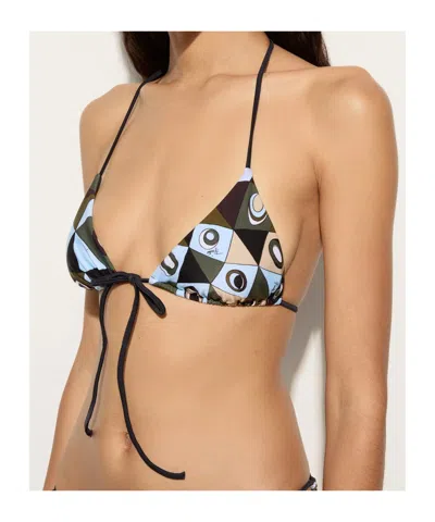 Pucci Occhi-print Triangle Bikini Top In Multi