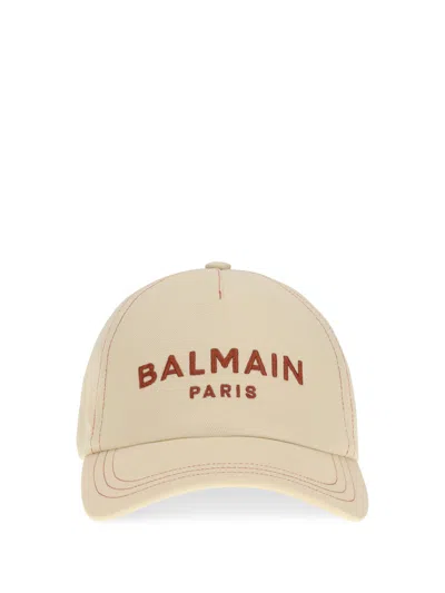 Balmain Paris Embroidered Cap In Neutral