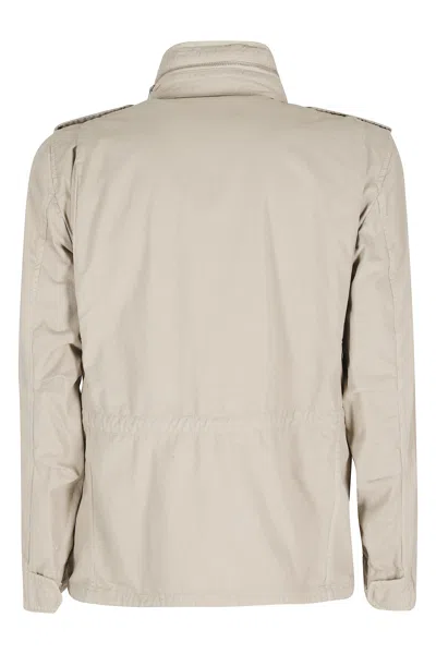 Aspesi High Collar Jacket Adjustable Cuffs Epaulettes In Neutral