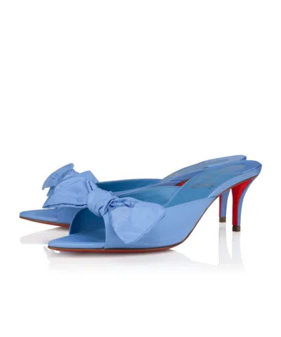 Christian Louboutin Mulazee Bow-embellished Crepe De Chine Mules In Black