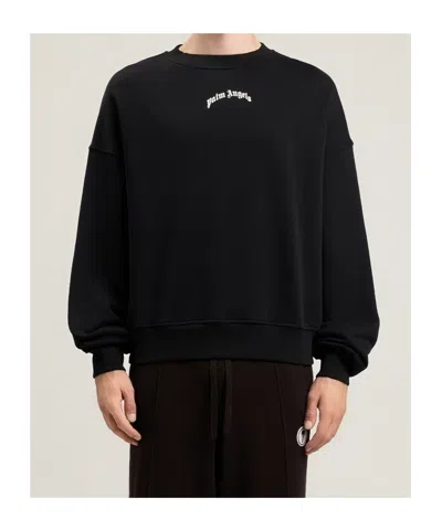 Palm Angels Men Black Back Curved Logo Sweatshirt, L Luxury Sweatshirts & Hoodies For Men Darveys
