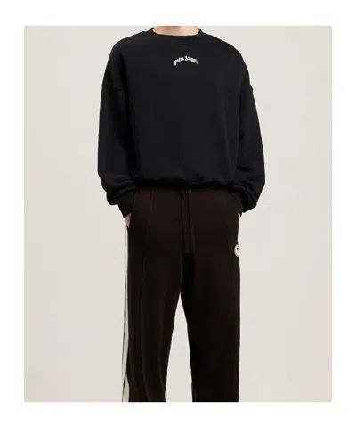 Palm Angels Men Black Back Curved Logo Sweatshirt, L Luxury Sweatshirts & Hoodies For Men Darveys
