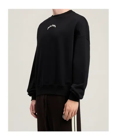 Palm Angels Men Black Back Curved Logo Sweatshirt, L Luxury Sweatshirts & Hoodies For Men Darveys