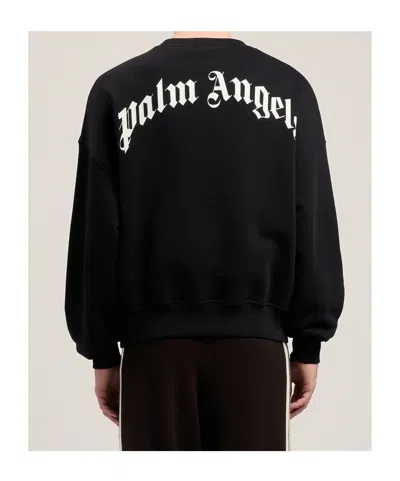 Palm Angels Men Black Back Curved Logo Sweatshirt, L Luxury Sweatshirts & Hoodies For Men Darveys