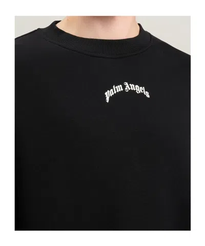 Palm Angels Men Black Back Curved Logo Sweatshirt, L Luxury Sweatshirts & Hoodies For Men Darveys