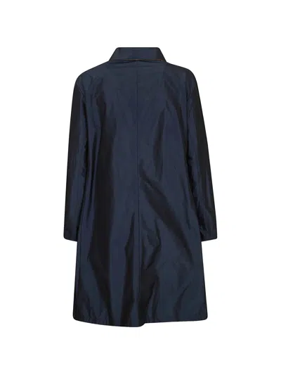 Herno Long Sleeve Collared Coat Side Pockets In Blue
